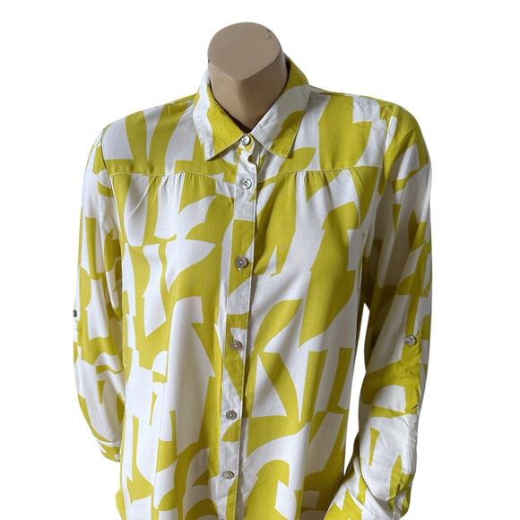 FIG AND FLOWER Womens Size Medium Convertible Sleeve Button Up Collared Shirt - Picture 5 of 9